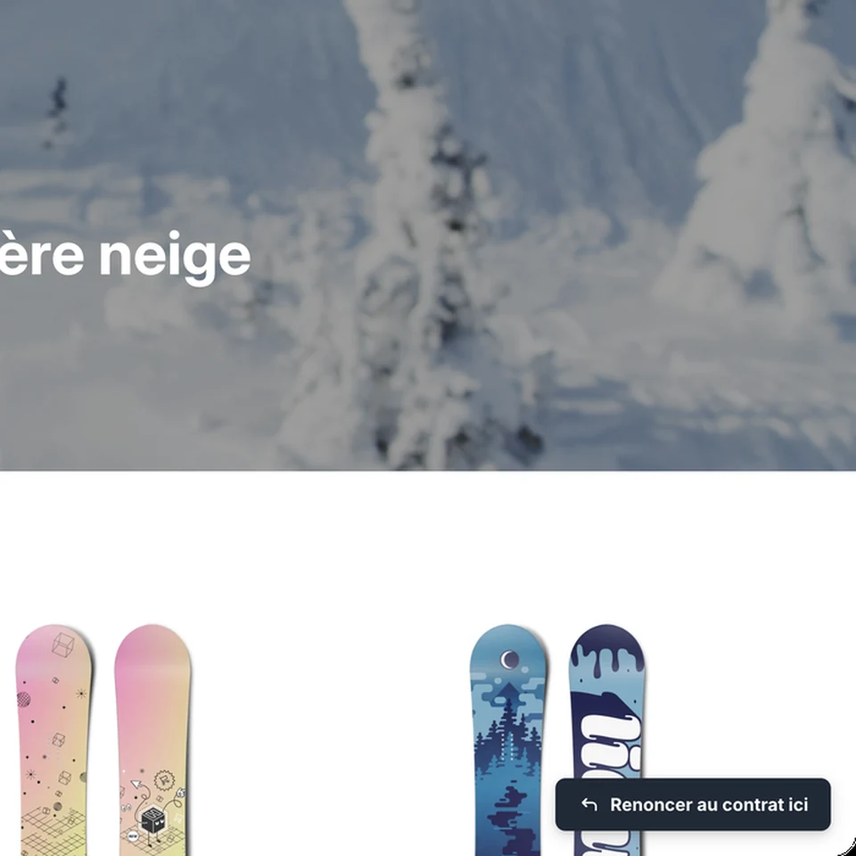 Boutique Shopify avec le bouton de rétractation intégré en bas à droite