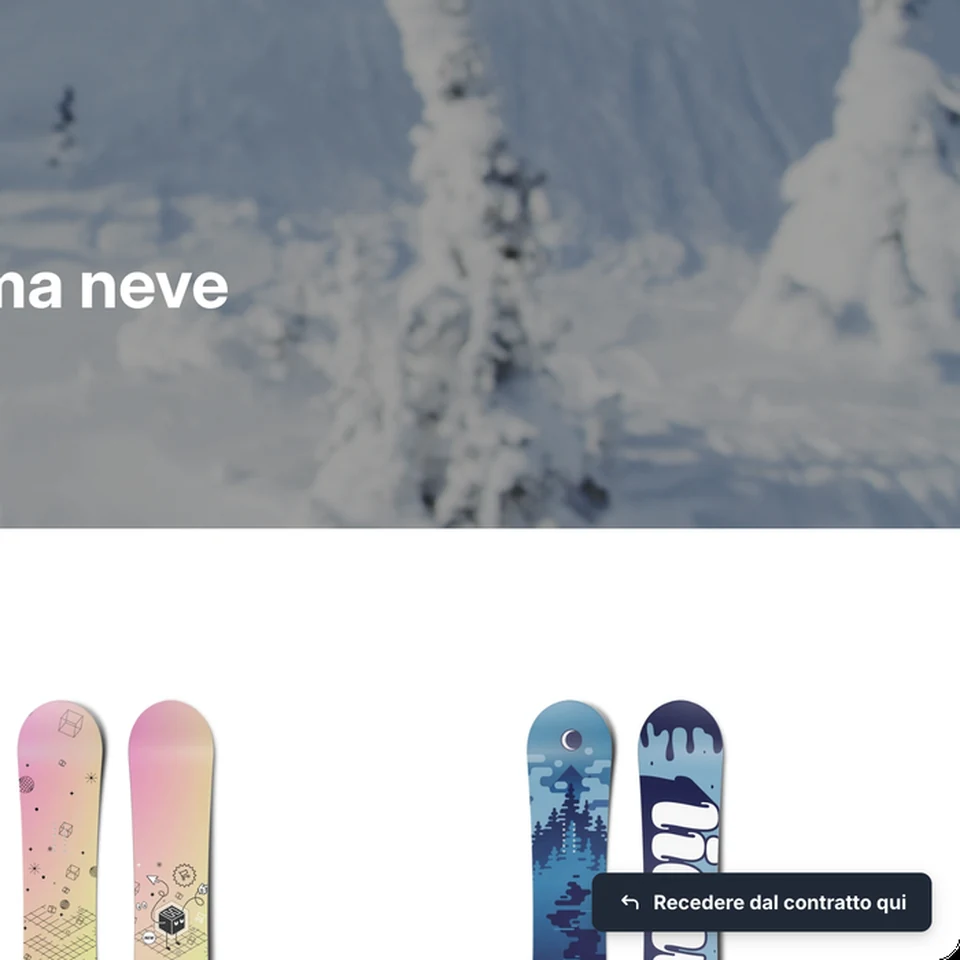 Negozio Shopify con il pulsante di recesso integrato in basso a destra