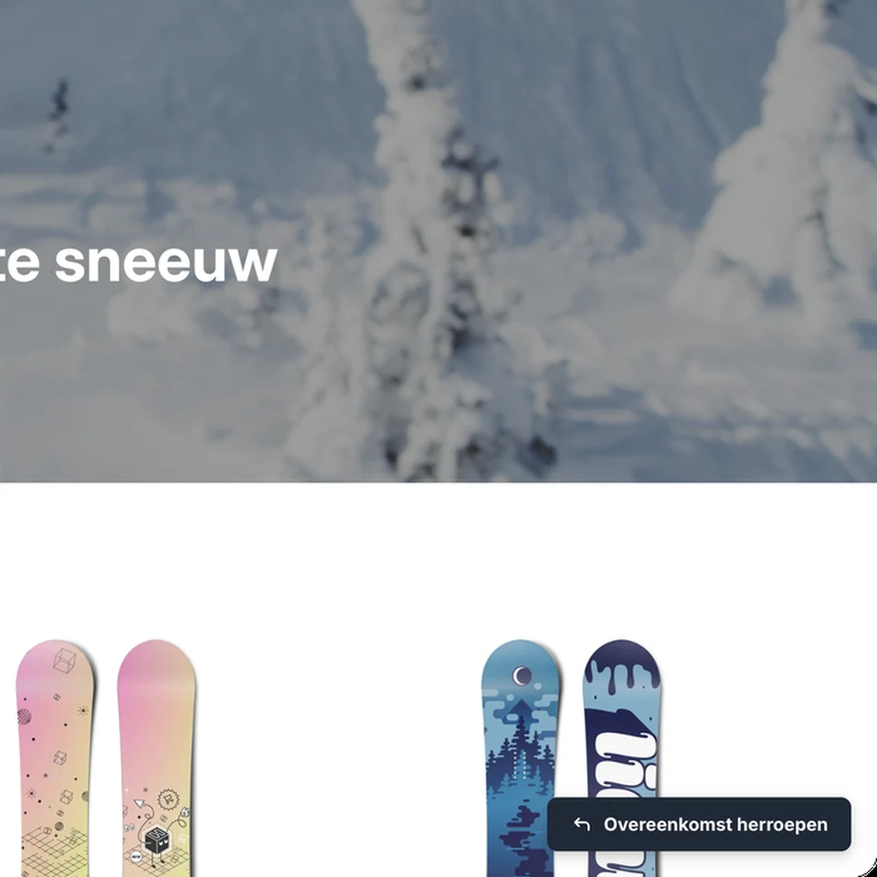 Shopify-shop met de herroepingsknop rechtsonder ingebouwd